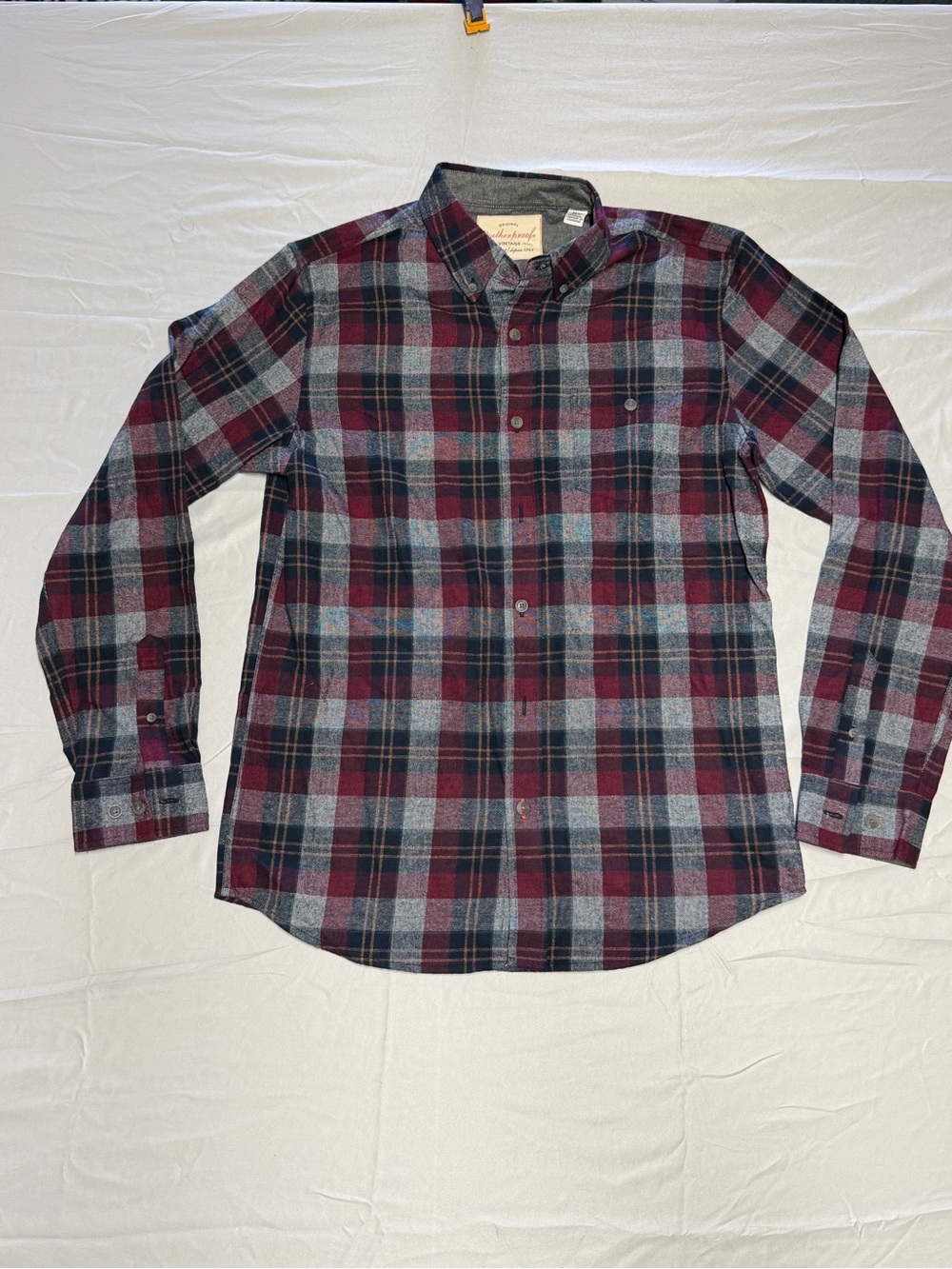 Men's Original Weatherproof Vintage Plaid Button-Down Shirt - Burgundy & Gray